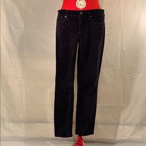 J. Crew Navy Blue Velvet with Polkadot Pants